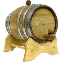 Oak Beverage Dispensing Barrel with Galvanized Steel Bands